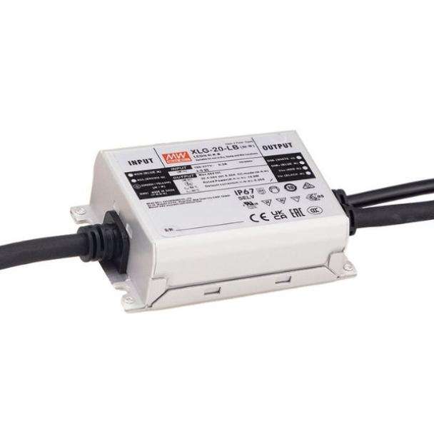 MEAN WELL XLG-20 Series IP67 20 Watt Constant Current LED Driver.