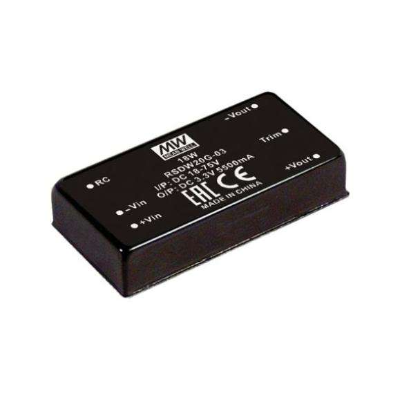 MEAN WELL RSDW20 20-Watt PCB Mount Railway DC to DC Converter