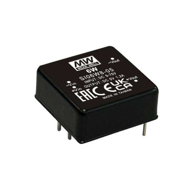 MEAN WELL SI06W8 6-Watt PCB Mount Regulated DC to DC Converter 1 " x 1"