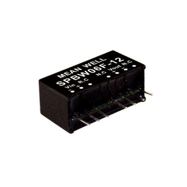 MEAN WELL SPBW06 6-Watt SIP PCB Mount Regulated DC to DC Converter