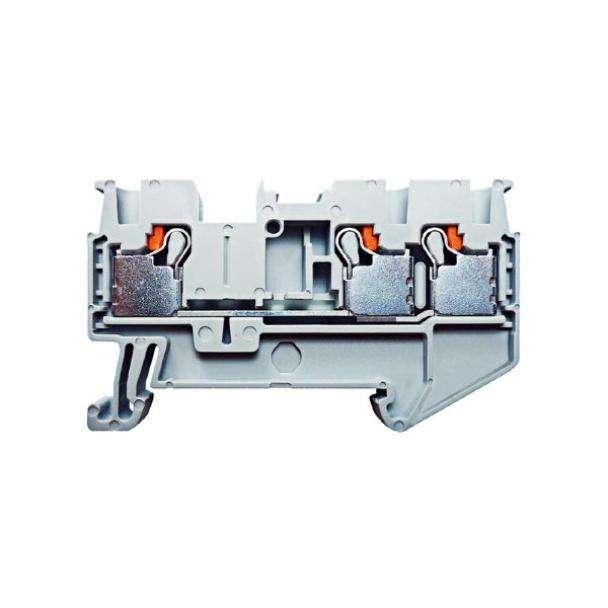 PowerNex DPT2.5-3 DIN Rail Terminal Screwless Push In 3 Way 2.5mm Grey