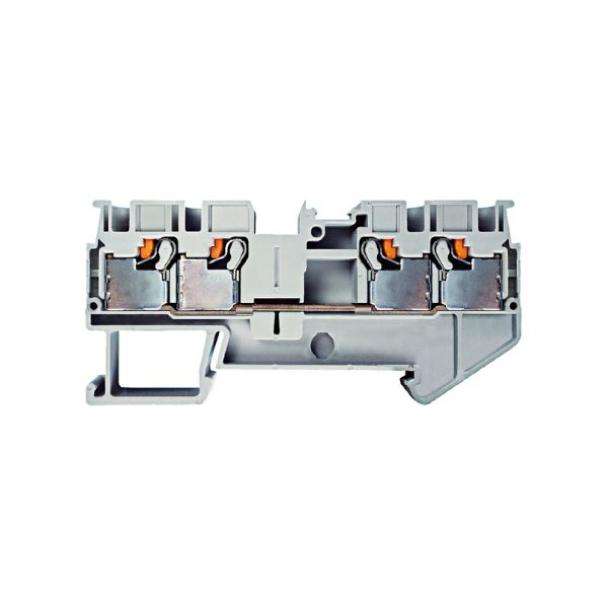 PowerNex DPT4-4 DIN Rail Terminal Screwless Push In 4 Way 4.0mm Grey