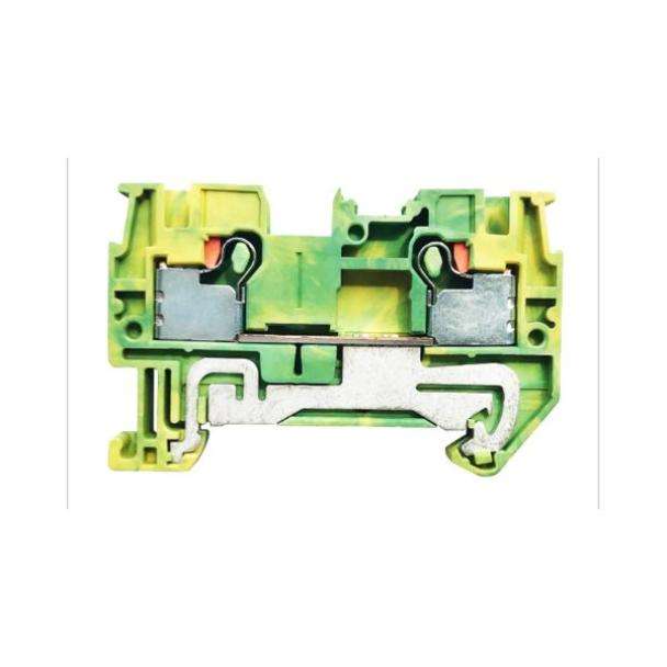 PowerNex DPT4-PE DIN Rail Terminal Screwless Push In 2 Way 4.0mm GND Green Yellow