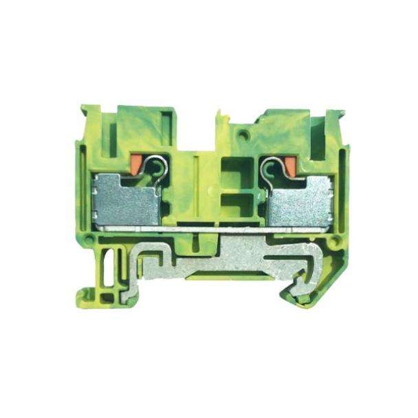 PowerNex DPT6-PE DIN Rail Terminal Screwless Push In 2 Way 6.0mm GND Green Yellow